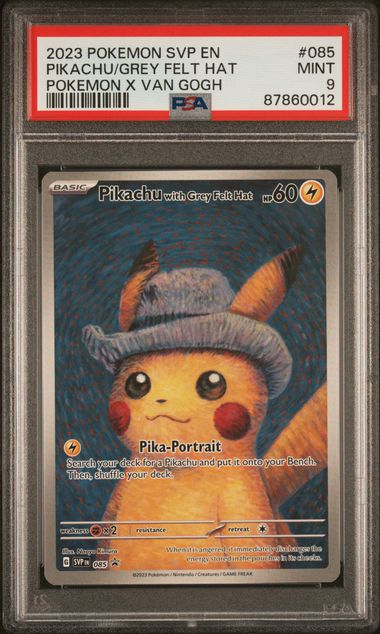 Pikachu with Grey Felt Hat — Pokémon × Van Gogh Museum · PSA 9